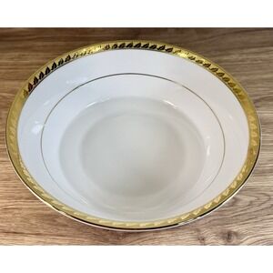 Muirfield Golden Leaf 9" Round Vegetable Serving Bowl Gold Border Vintage READ